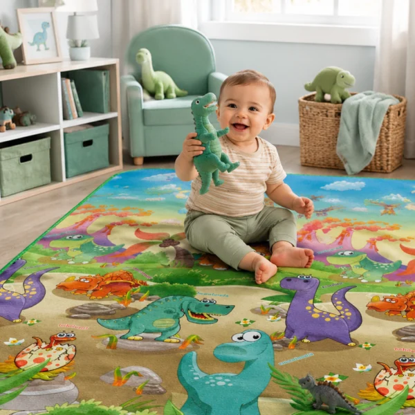 Alfombra Didáctica Bebe Reversible DINOSAURIOS - ABECEDARIO 180×150 cm y 0,5 cm Grosor