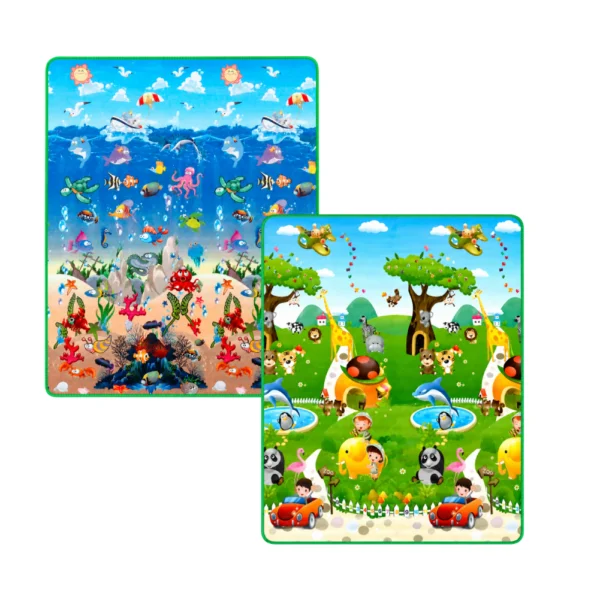 Alfombra Didáctica Bebe Reversible OCEANO - BOSQUE 180×150 cm y 0,5 cm Grosor