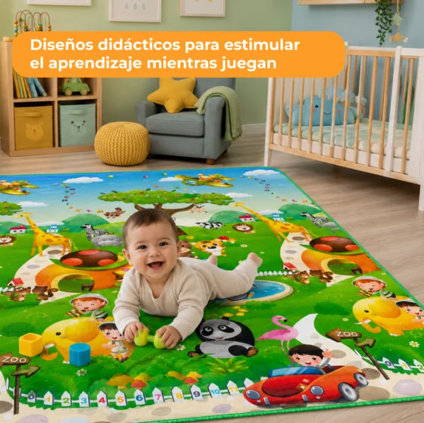Alfombra Didáctica Bebe Reversible  OCEANO - BOSQUE 200×180 cm y 0,5 cm Grosor