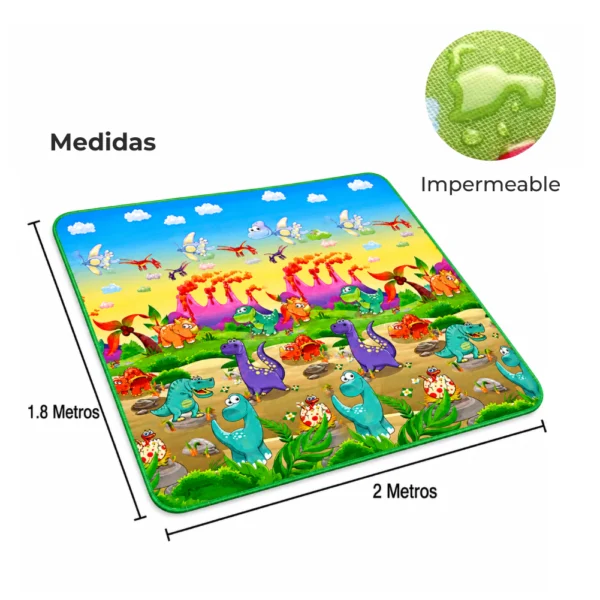 Alfombra Didáctica Bebe Reversible DINOSAURIOS - ABECEDARIO 200×180 cm y 0,5 cm Grosor