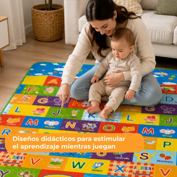 Alfombra Didáctica Bebe Reversible DINOSAURIOS - ABECEDARIO 200×180 cm y 0,5 cm Grosor