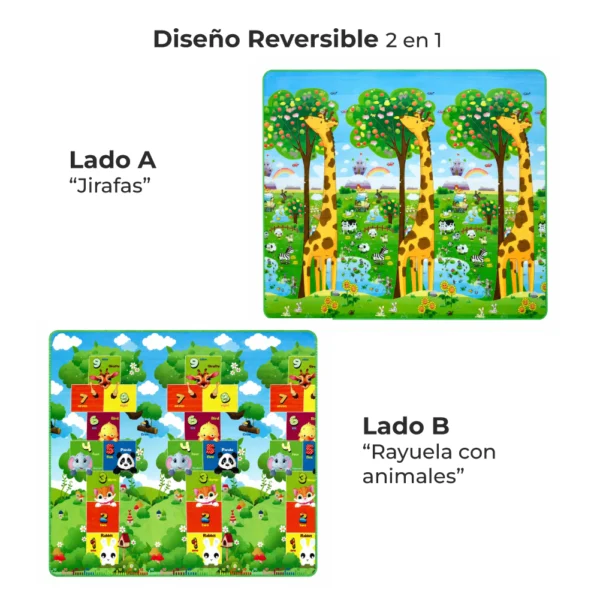 Alfombra Didáctica Bebe Reversible JIRAFA- RAYUELA 200×180 cm y 0,5 cm Grosor