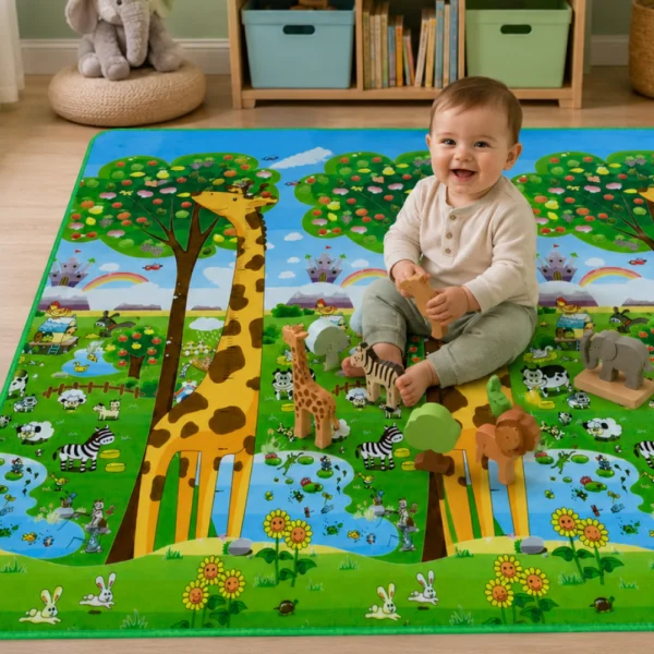 Alfombra Didáctica Bebe Reversible JIRAFA- RAYUELA 200×180 cm y 0,5 cm Grosor