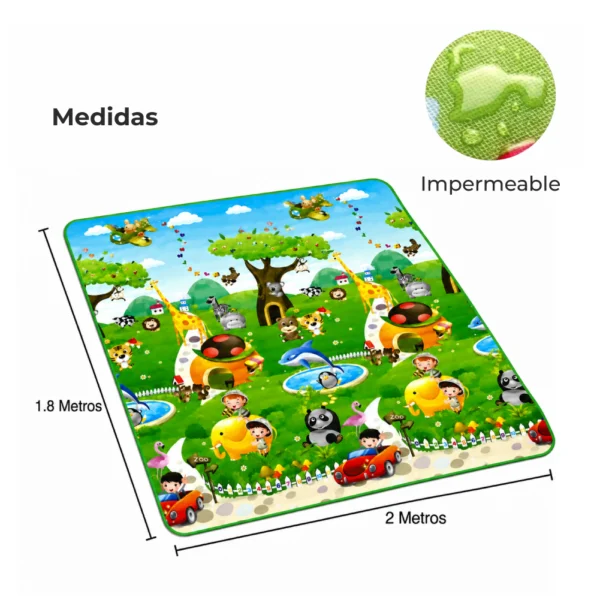 Alfombra Didáctica Bebe Reversible  OCEANO - BOSQUE 200×180 cm y 0,5 cm Grosor