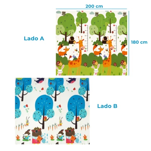 Alfombra Antigolpes Bebe Reversible OSA LEYENDO- JIRAFA 200×180 cm y 1 cm Grosor