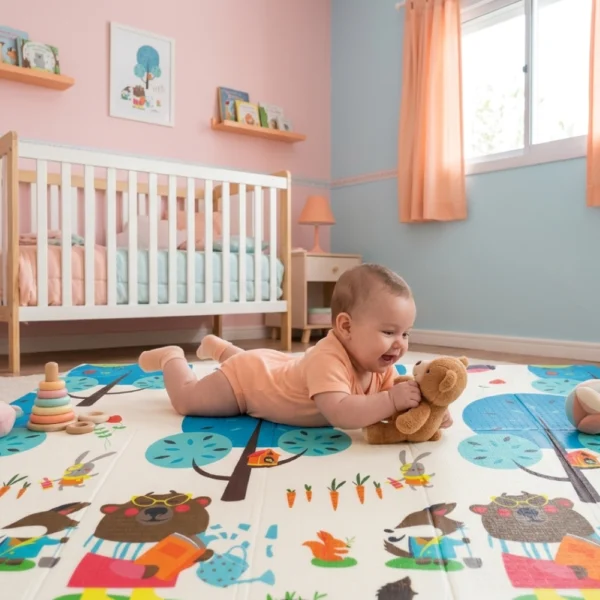 Alfombra Antigolpes Bebe Reversible OSA LEYENDO- JIRAFA 200×180 cm y 1 cm Grosor