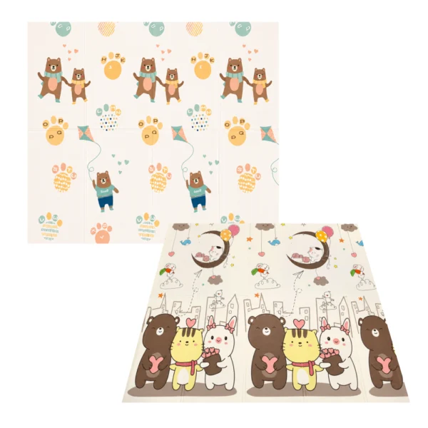 Alfombra Antigolpes Bebe Reversible OSOS-HUELLAS 200×180 cm y 1 cm Grosor