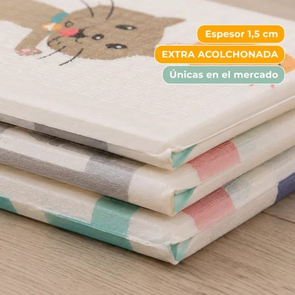 Alfombra Antigolpes Bebe Reversible OSO GATITO- CIUDAD 200×180 cm y 1,5 cm Grosor