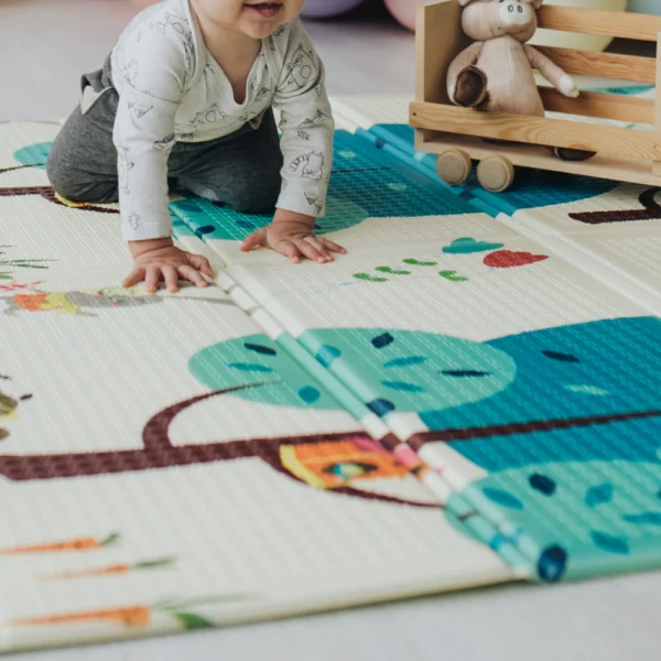 EX007 OSA LEYENDO Y JIRAFA 4 Alfombra Antigolpes Bebe Reversible OSA LEYENDO- JIRAFA 180×120 cm y 0,8 cm Grosor