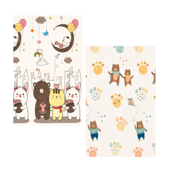 Alfombra Antigolpes Bebe Reversible OSOS-HUELLAS 180×120 cm y 0,8 cm Grosor