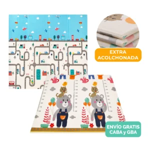 Alfombra Antigolpes Bebe Reversible OSO GATITO- CIUDAD 200×180 cm y 1,5 cm Grosor