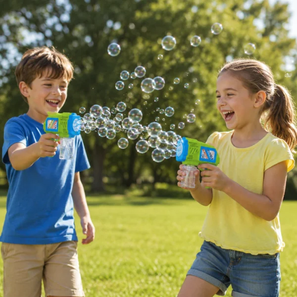 Pistola Lanza Burbujas Automática Con Luz y Sonido