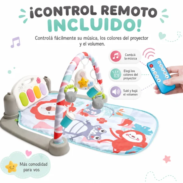 Gimnasio Buho Bluetooth 9 Gimnasio para Bebés Premium con Control Remoto, Piano, Sonidos y Proyector