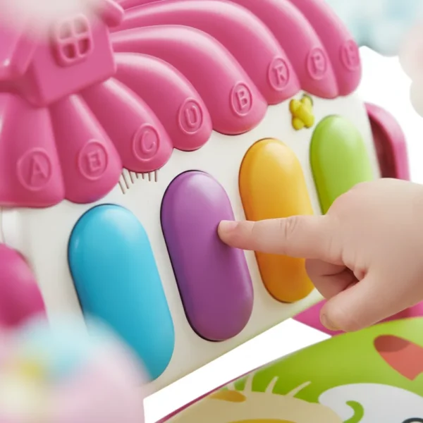 Gimnasio para Bebés Casita Musical Fucsia con Piano, Sonajeros y Luz