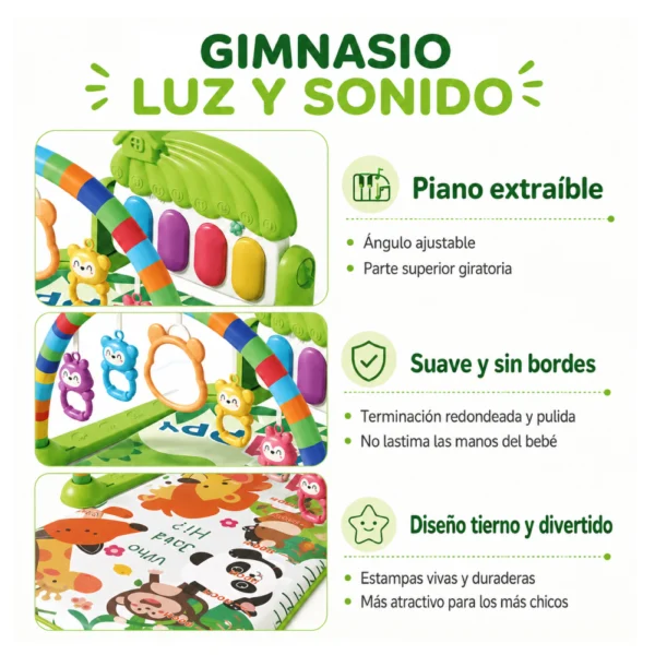Gimnasio para Bebés Casita Musical Verde con Piano, Sonajeros y Luz