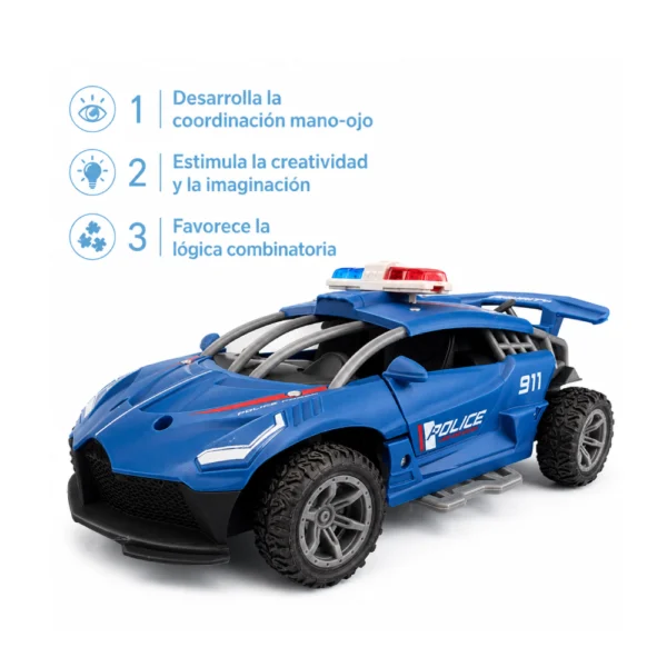 Auto Policía a Control Remoto RC con Luces, Humo y Puertas