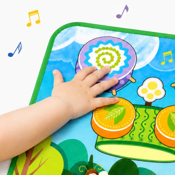 Alfombra Musical Infantil 3 en 1 ANIMALES con 41 Teclas y Palillos 63x43 cm