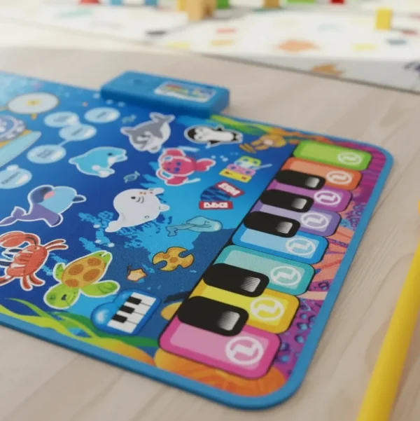 Mesa de trabajo 29 Alfombra Musical Infantil 3 en 1 OCEANO con 41 Teclas y Palillos 63x43 cm