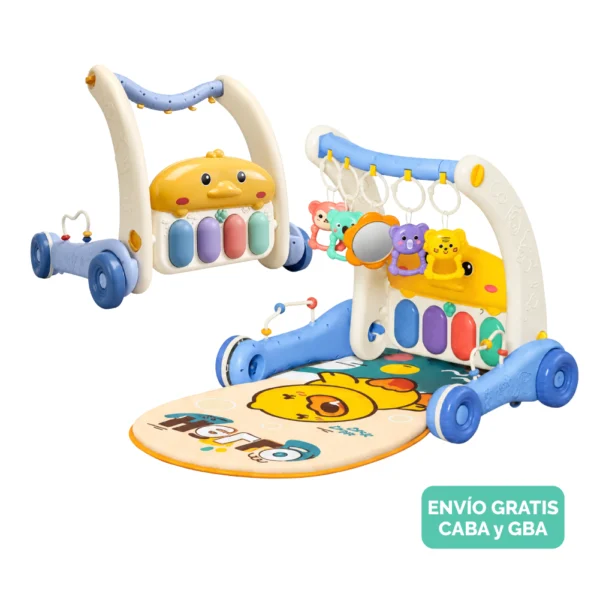 Gimnasio Andador para Bebés 2 en 1 con Piano Musical Azul Gimnasio Andador para Bebés 2 en 1 con Piano Musical Azul