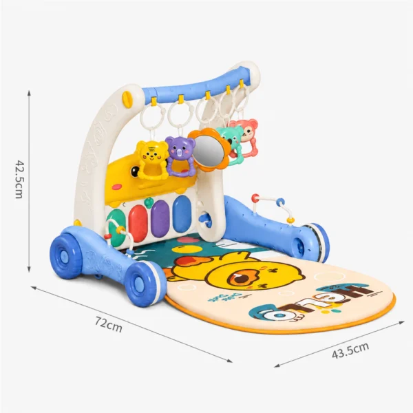 Walker Pedal Piano Blue 4 Gimnasio Andador para Bebés 2 en 1 con Piano Musical Azul