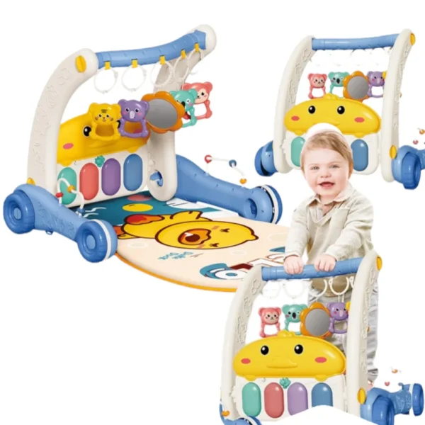 Walker Pedal Piano Blue 7 Gimnasio Andador para Bebés 2 en 1 con Piano Musical Azul