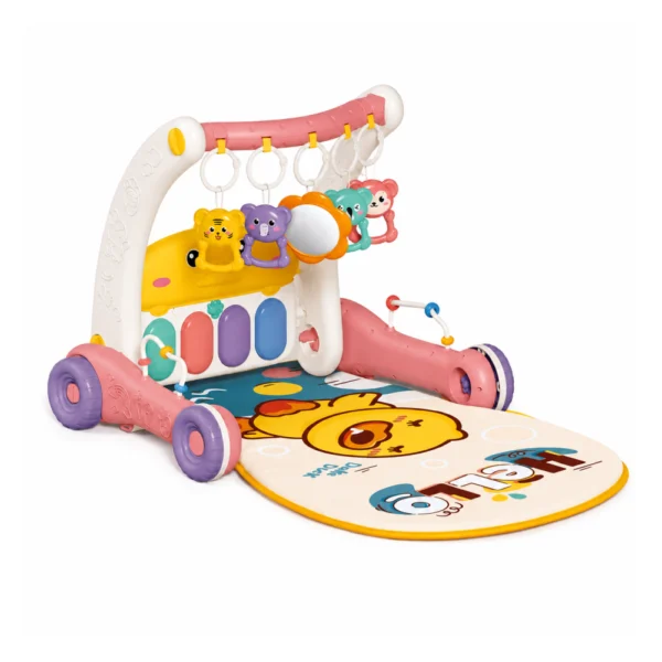 Gimnasio Andador para Bebés 2 en 1 con Piano Musical Rosa